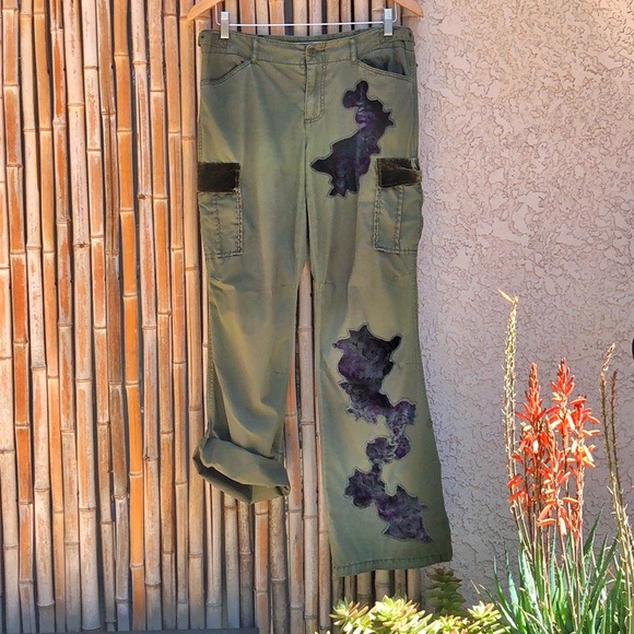 Express Denim - EXPRESS Olive Green with Velvet Applique & Beading